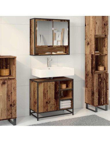 Set di mobili per il bagno con cassetto 2 pcs Legno vecchio