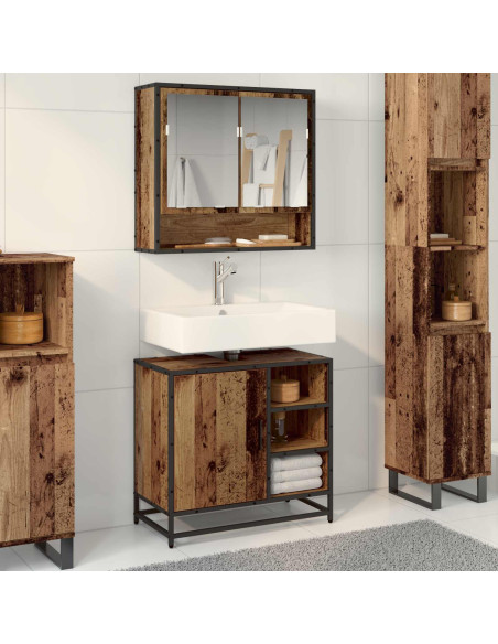 Set di mobili per il bagno con cassetto 2 pcs Legno vecchio