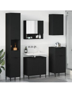 Set di mobili per il bagno Nero Legno ingegnerizzato, Metallo
