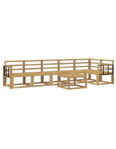 Set di divani da esterno 7 pcs Bianco Legno di Acacia Massello 2