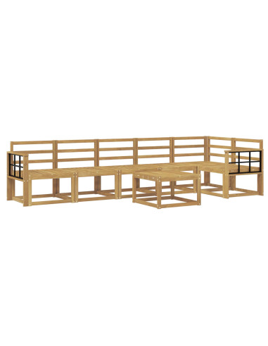Set di divani da esterno 7 pcs Bianco Legno di Acacia Massello