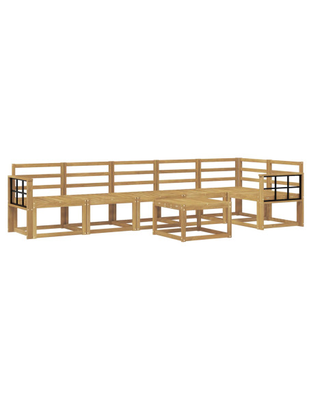 Set di divani da esterno 7 pcs Bianco Legno di Acacia Massello