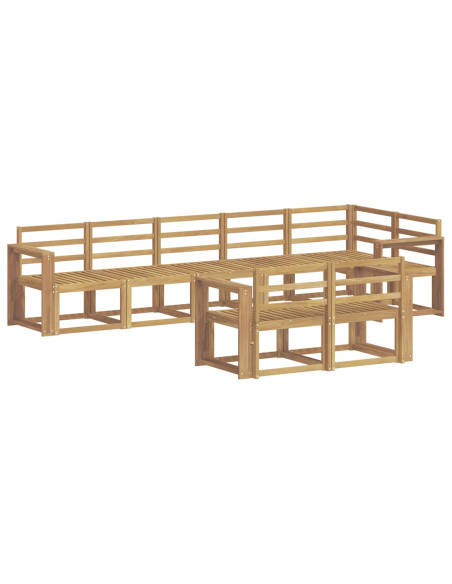 Set di divani da esterno 8 pcs Bianco Legno di Acacia Massello
