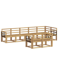 Set di divani da esterno 8 pcs Bianco Legno di Acacia Massello 2