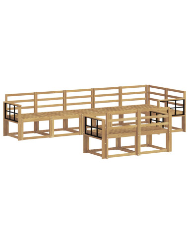 Set di divani da esterno 8 pcs Bianco Legno di Acacia Massello