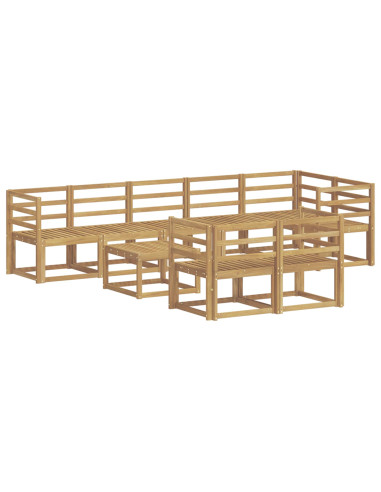 Set di divani da esterno 9 pcs Bianco Legno di Acacia Massello