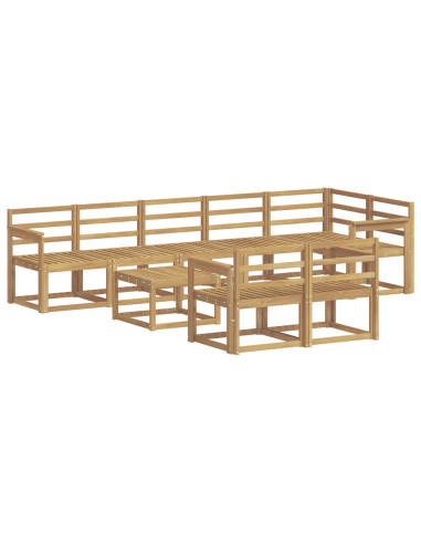 Set di divani da esterno 9 pcs Bianco Legno di Acacia Massello