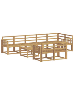 Set di divani da esterno 9 pcs Bianco Legno di Acacia Massello 2