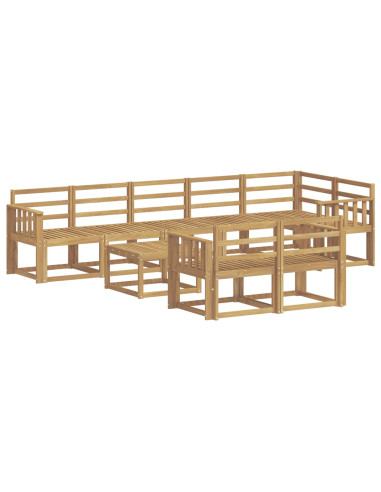Set di divani da esterno 9 pcs Bianco Legno di Acacia Massello