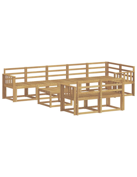 Set di divani da esterno 9 pcs Bianco Legno di Acacia Massello