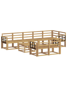 Set di divani da esterno 9 pcs Bianco Legno di Acacia Massello 2