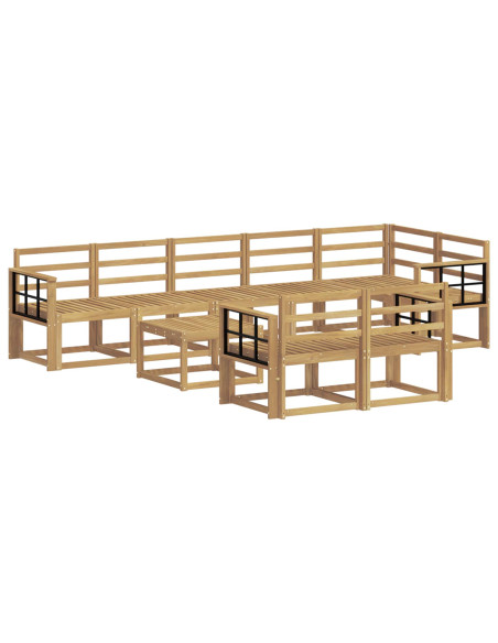 Set di divani da esterno 9 pcs Bianco Legno di Acacia Massello
