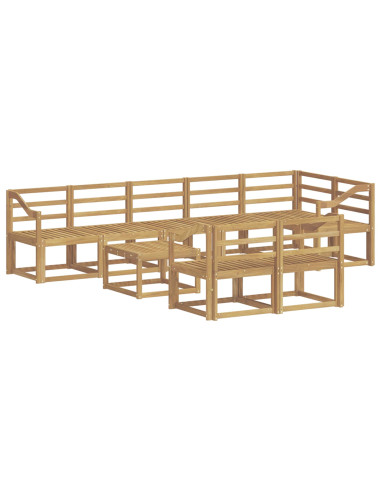Set di divani da esterno 9 pcs Bianco Legno di Acacia Massello