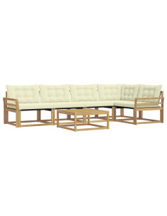 Set di divani da esterno 6 pcs Bianco e Crema 79 x 79 x 37 cm 2