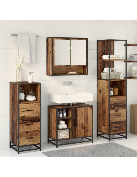 Set di mobili per il bagno con cassetto 3 pcs Legno vecchio