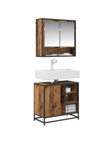 Set di mobili per il bagno con cassetto 2 pcs Legno vecchio