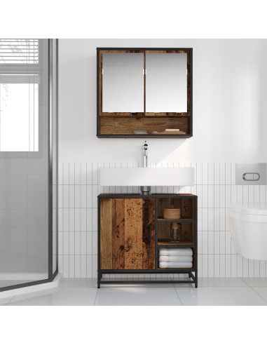 Set di mobili per il bagno con cassetto 2 pcs Legno vecchio