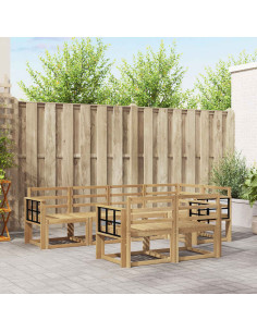 Set di divani da esterno 7 pcs Bianco Legno di Acacia Massello