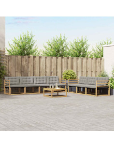 Set di divani da esterno 8 pcs Bianco e Grigio Chiaro