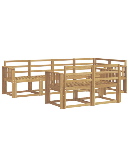 Set di divani da esterno 7 pcs Bianco Legno di Acacia Massello