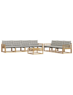 Set di divani da esterno 8 pcs Bianco e Grigio Chiaro 2
