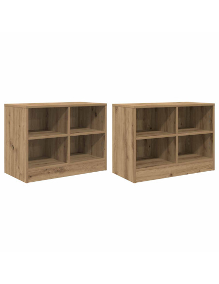 Armadietto per letto 2 pcs Rovere Artigianale 66 x 33 x 48 cm
