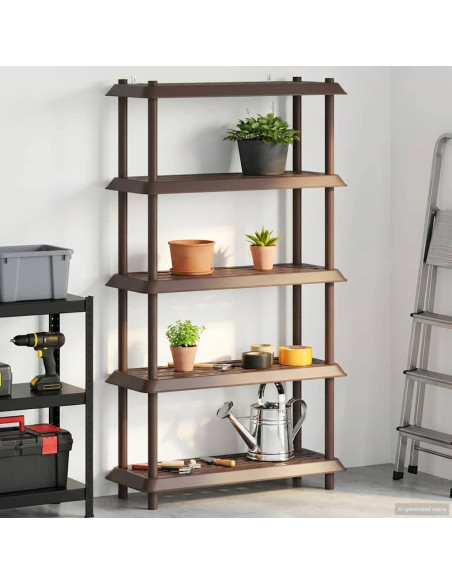 Unità di scaffalatura 5 livelli 100 x 40 x 177 cm PP Marrone