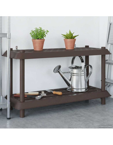 Unità di scaffalatura 2 livelli 100 x 40 x 55,5 cm PP Marrone