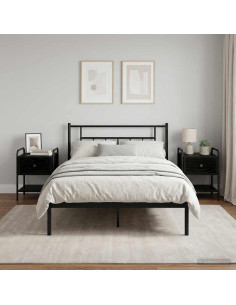 Armadio da Notte 2 pz Rovere Nero 35 x 36,5 x 47 cm