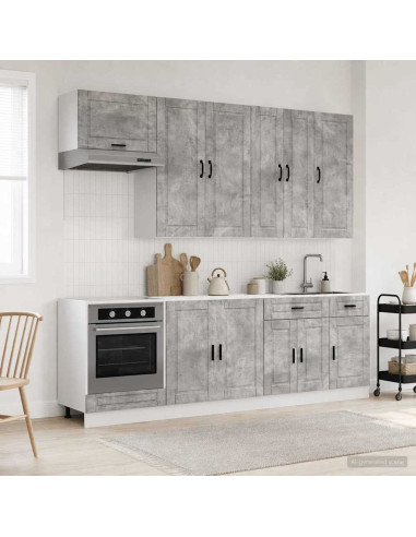 Unità Cucina PORTO 8 pcs Grigio Cemento Legno ingegnerizzato