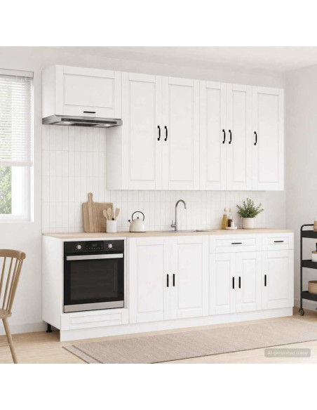 Unità Cucina PORTO 8 pcs Bianco Lucido Legno ingegnerizzato