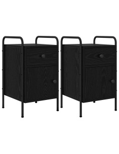 Armadio da Notte 2 pz Rovere Nero 35 x 36,5 x 61 cm