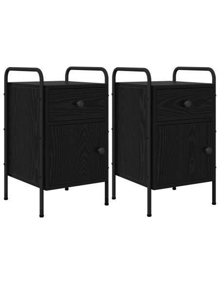 Armadio da Notte 2 pz Rovere Nero 35 x 36,5 x 61 cm