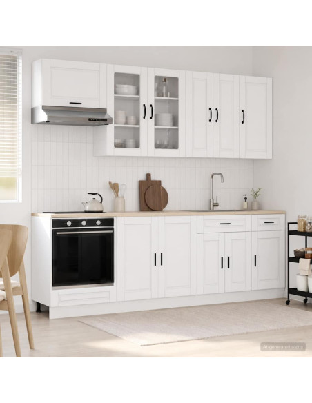 Unità Cucina PORTO 8 pcs Bianco Legno ingegnerizzato