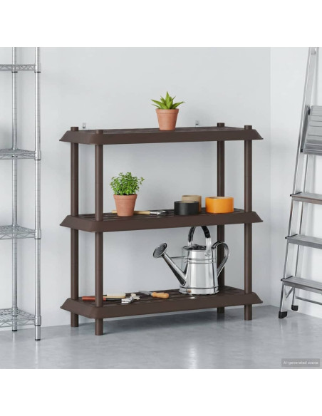 Unità di scaffalatura 3 livelli 100 x 40 x 96 cm PP Marrone