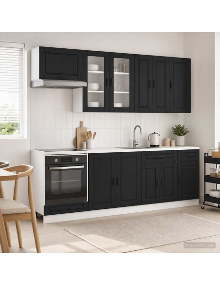 Unità Cucina PORTO 8 pcs Nero Legno ingegnerizzato