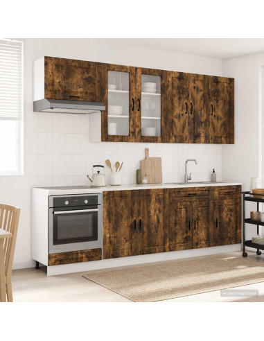 Unità Cucina PORTO 8 pcs Rovere Fumo Legno ingegnerizzato