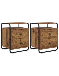 Armadio da Notte 2 pz Legno antico Legno ingegnerizzato