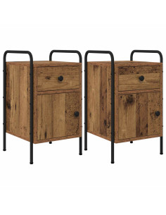 Armadio da Notte 2 pz Legno antico 35 x 36,5 x 61 cm