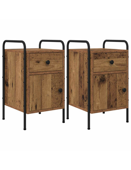 Armadio da Notte 2 pz Legno antico 35 x 36,5 x 61 cm