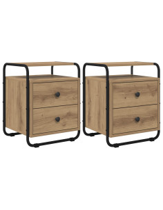 Armadio da Notte 2 pz Rovere Artigianale Legno ingegnerizzato