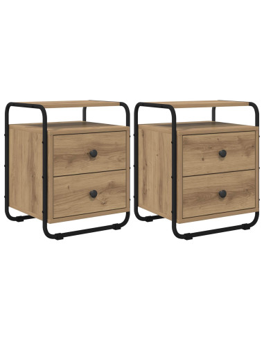 Armadio da Notte 2 pz Rovere Artigianale Legno ingegnerizzato