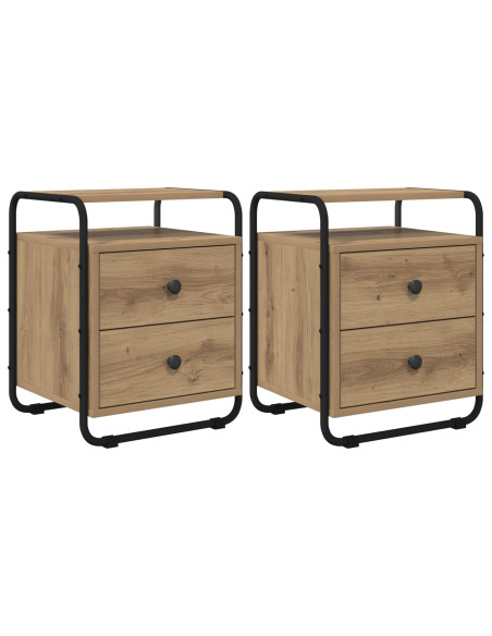 Armadio da Notte 2 pz Rovere Artigianale Legno ingegnerizzato