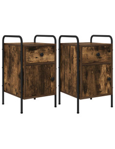Armadio da Notte 2 pz Rovere Fumo 35 x 36,5 x 61 cm