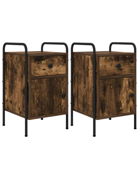 Armadio da Notte 2 pz Rovere Fumo 35 x 36,5 x 61 cm
