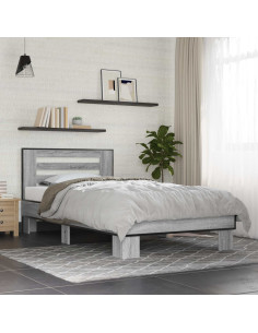 Struttura letto con testata Sonoma grigio 80 x 200 cm