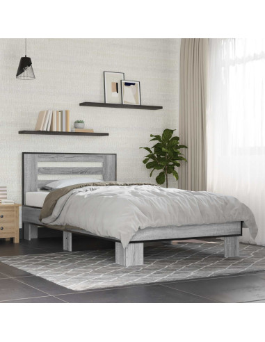 Struttura letto con testata Sonoma grigio 80 x 200 cm
