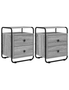 Armadio da Notte 2 pz Sonoma grigio Legno ingegnerizzato