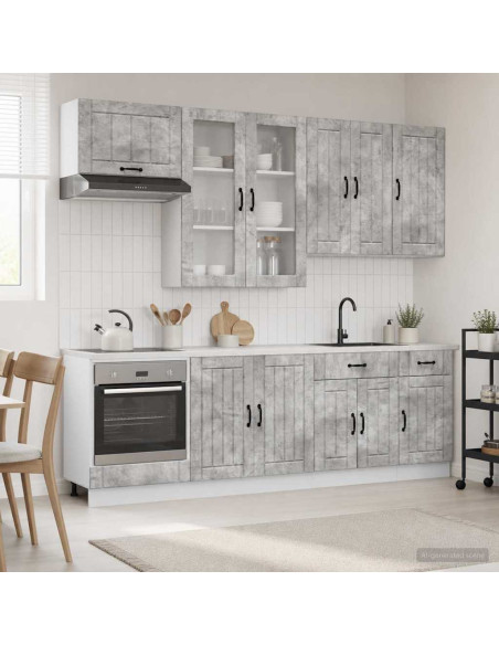 Unità Cucina LUCCA 8 pcs Grigio Cemento Legno ingegnerizzato
