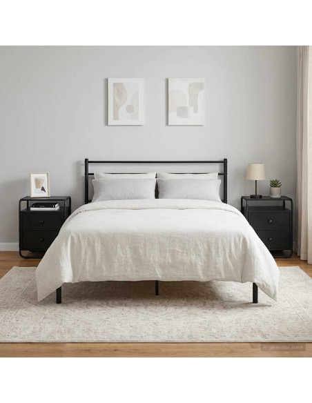 Armadio da Notte 2 pz Rovere Nero Legno ingegnerizzato